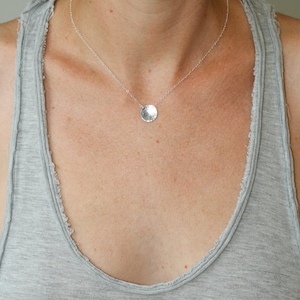 Sterling silver disc necklace - silver circle necklace - hand hammered disc - Sterling silver jewelry 925 - simple - minimalist - timeless