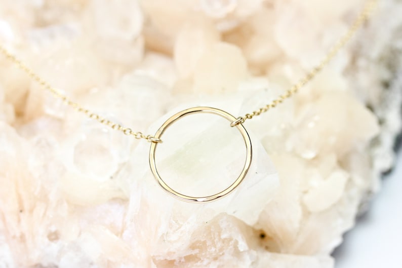 Gold circle necklace - dainty gold necklace - delicate jewelry - minimalist - 16mm image 3