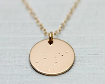 Constellation necklace - constellation jewelry - gold necklace - astrology jewelry - orion necklace - gold jewelry disc - orion star sign