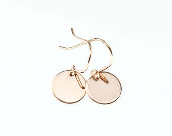 Rose gold disc earrings - rose gold jewelry - circle earrings - simple earrings - minimalist jewelry