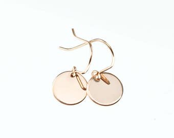 Rose gold disc earrings - rose gold jewelry - circle earrings - simple earrings - minimalist jewelry