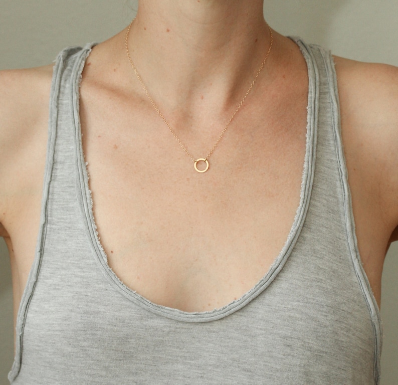 Gold Circle Necklace Gold Karma Necklace Dainty Gold Etsy