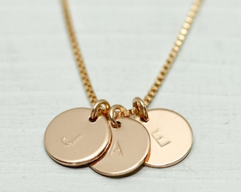 Gold disc necklace - dainty gold necklace - initial necklace - gold initial necklace - delicate gold jewelry - personalized mothers day gift
