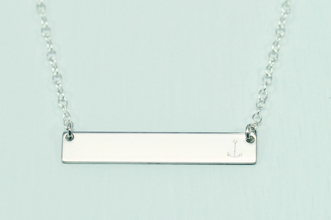 Silver Bar Necklace Dainty Silver Necklace Minimalist Etsy