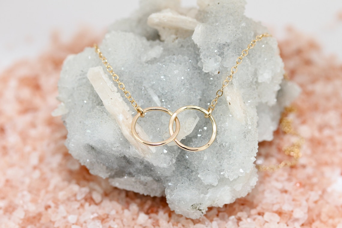 Mother Daughter Necklace 2 Circle Necklace Interlocking Etsy