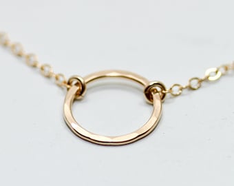 Gold circle necklace - dainty gold jewelry - minimalist and timeless - 12mm