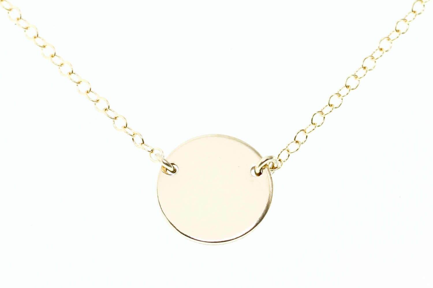 Gold Disc Necklace Dainty Gold Necklace Delicate Gold Etsy