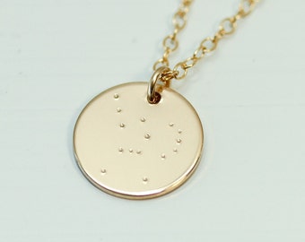 Orion necklace - gold disc necklace - constellation jewelry - Astrology