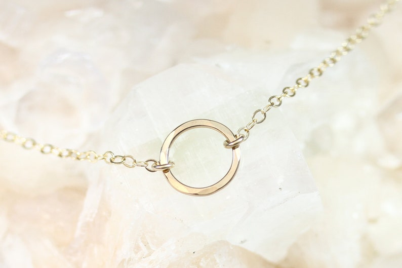 Gold Circle Necklace Gold Karma Necklace Dainty Gold Etsy