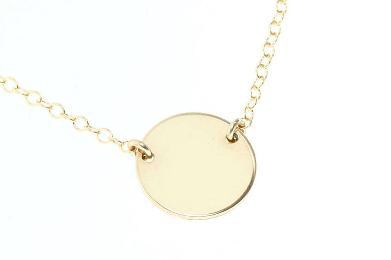 Gold Disc Necklace Dainty Gold Necklace Delicate Gold Etsy