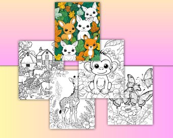 Cute Animal Coloring Book for Kids | 50+ Printable Pages (Digital Download)