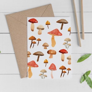 Mushroom Note Card Set of 6 Watercolor Mushroom Blank Greeting Card Gift Idea For Nature Lovers Cottagecore Valentine Cards image 2