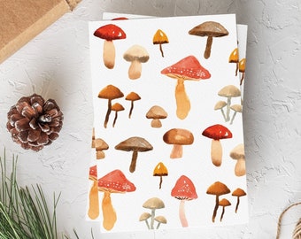 Mushroom Note Card Set of 6 - Watercolor Mushroom Blank Greeting Card - Gift Idea For Nature Lovers - Cottagecore Valentine Cards