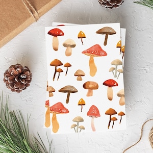 Mushroom Note Card Set of 6 Watercolor Mushroom Blank Greeting Card Gift Idea For Nature Lovers Cottagecore Valentine Cards image 1