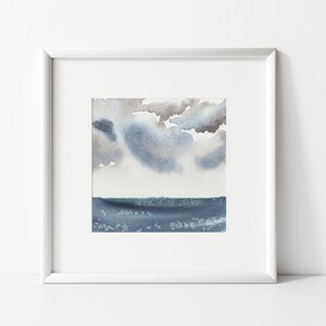 Lake Michigan Wall Art Print Coastal Watercolor Painting for Modern Lakehouse Decor 6 x 6 inches