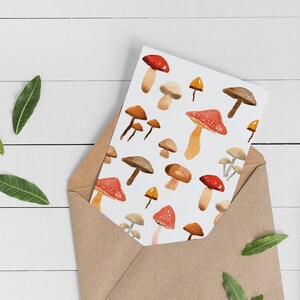 Mushroom Note Card Set of 6 Watercolor Mushroom Blank Greeting Card Gift Idea For Nature Lovers Cottagecore Valentine Cards image 7