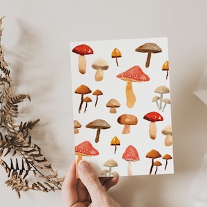 Mushroom Note Card Set of 6 Watercolor Mushroom Blank Greeting Card Gift Idea For Nature Lovers Cottagecore Valentine Cards image 3