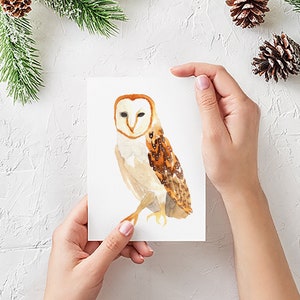 Barn Owl Note Card Blank Owl Card For All Occasions Woodland Winter Solstice Cards Gift for Bird Lovers image 1