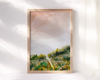 Original Meadow Landscape Art - Wildflower Field Painting in Pastels - Calming Wall Art - Gift Idea for Art Lovers