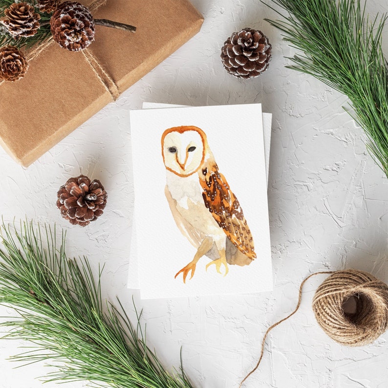 Barn Owl Note Card Blank Owl Card For All Occasions Woodland Winter Solstice Cards Gift for Bird Lovers image 2