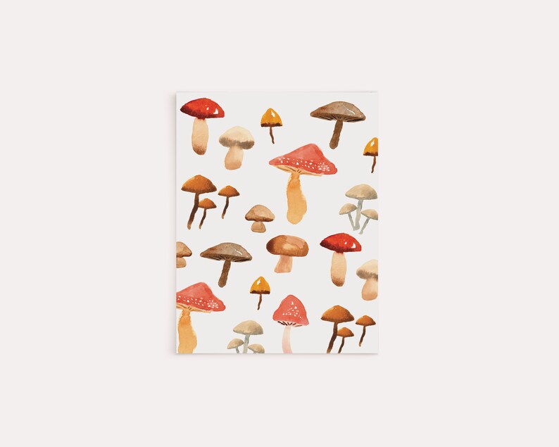 Mushroom Note Card Set of 6 Watercolor Mushroom Blank Greeting Card Gift Idea For Nature Lovers Cottagecore Valentine Cards image 9