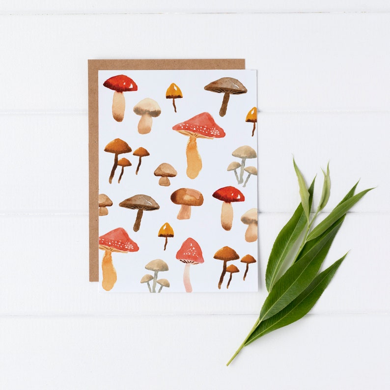 Mushroom Note Card Set of 6 Watercolor Mushroom Blank Greeting Card Gift Idea For Nature Lovers Cottagecore Valentine Cards image 8