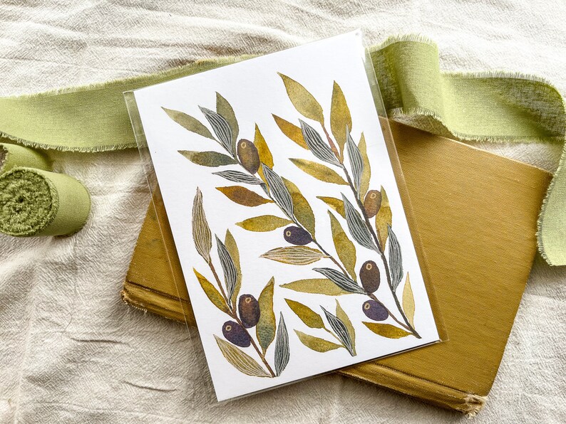 Olive Wall Art Print Watercolor Botanical Painting Greenery Artwork for Modern Home Decor Ready to Ship Gift Idea for Her image 8