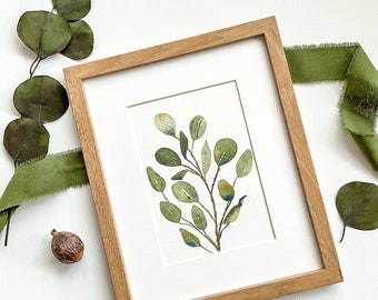 Original Eucalyptus Painting - Minimalist Botanical Art - Watercolor Greenery Wall Art - Gift for Plant Lovers