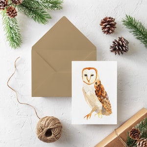 Barn Owl Note Card Blank Owl Card For All Occasions Woodland Winter Solstice Cards Gift for Bird Lovers image 5