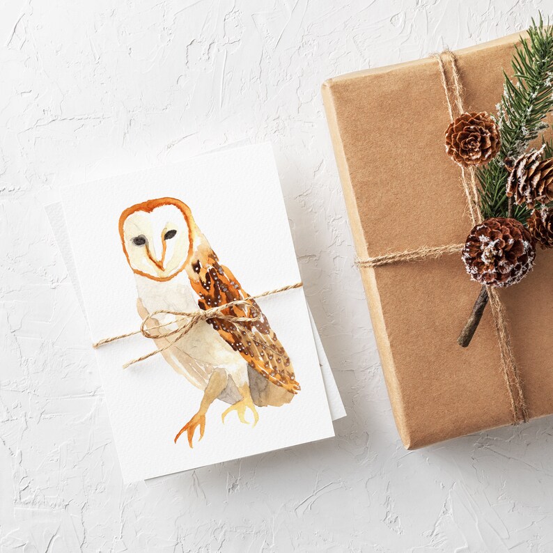 Barn Owl Note Card Blank Owl Card For All Occasions Woodland Winter Solstice Cards Gift for Bird Lovers image 3