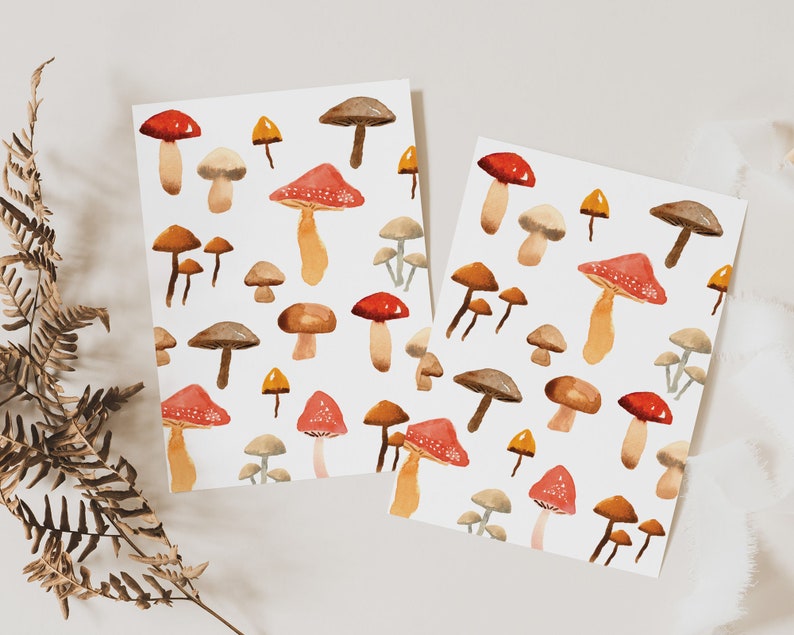 Mushroom Note Card Set of 6 Watercolor Mushroom Blank Greeting Card Gift Idea For Nature Lovers Cottagecore Valentine Cards image 4