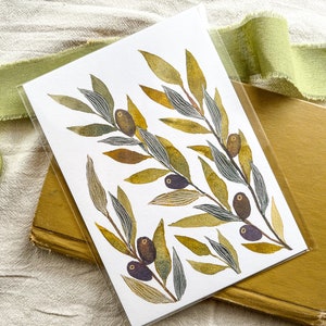 Olive Wall Art Print Watercolor Botanical Painting Greenery Artwork for Modern Home Decor Ready to Ship Gift Idea for Her image 3