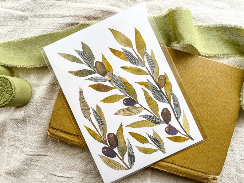 Olive Wall Art Print Watercolor Botanical Painting Greenery Artwork for Modern Home Decor Ready to Ship Gift Idea for Her image 3