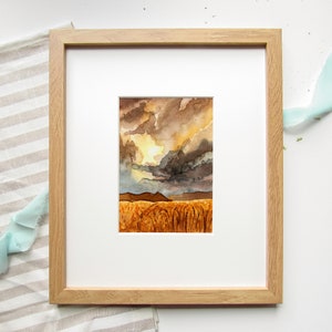 Stormy Skies Fine Art Print Badlands Watercolor Landscape Painting Prairie Wall Art image 2