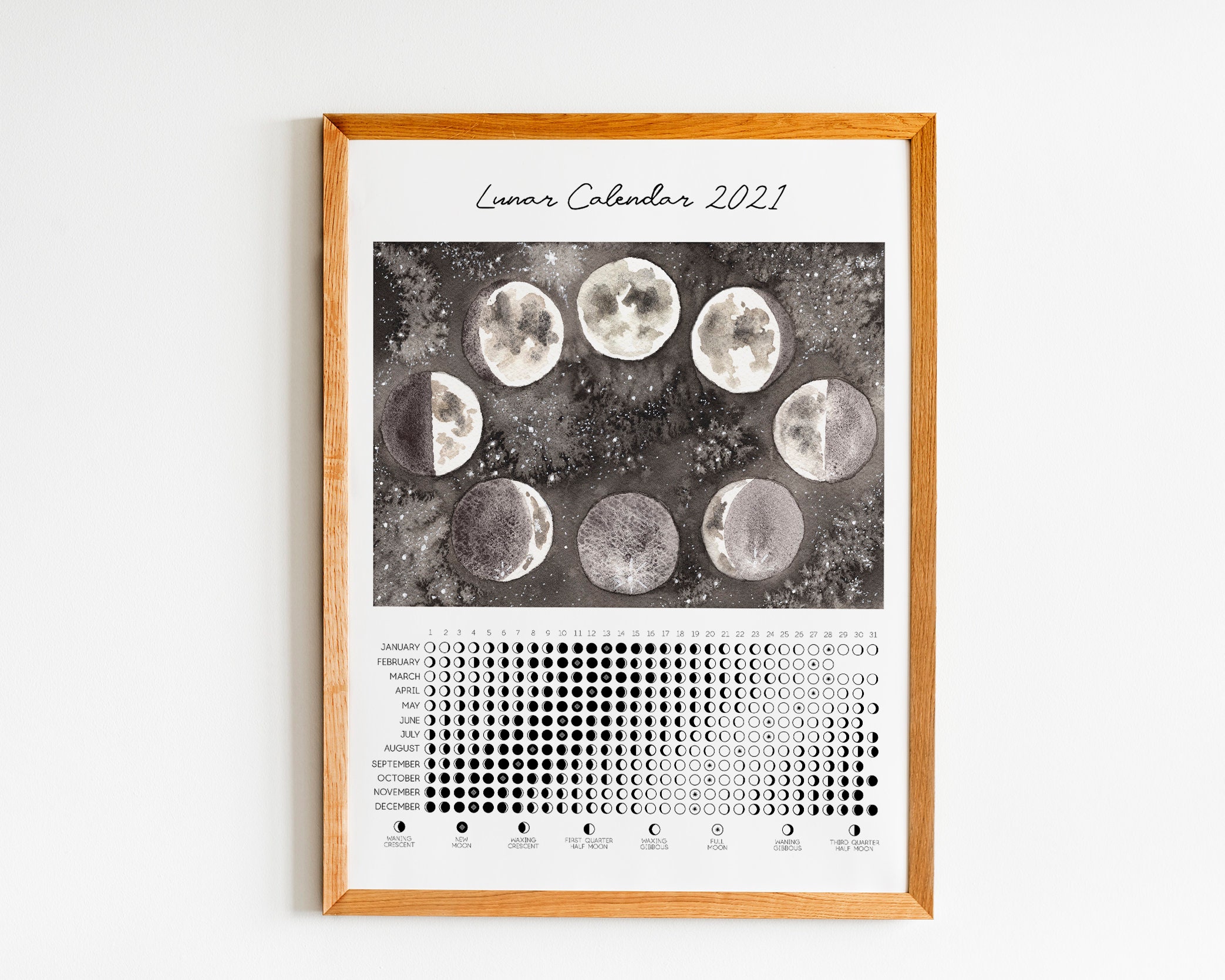 Printable Moon Phase Calendar 21 Lunar Calendar Chart With Etsy Printable Moon Phase Calendar 21 Lunar Calendar Chart With Etsy