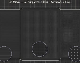 Dark Mode Productivity Paper Pack — GoodNotes Digital Paper PDF, Lined Grid Dot Blank, iPad & Notability Stationery, A4 + Letter, Undated