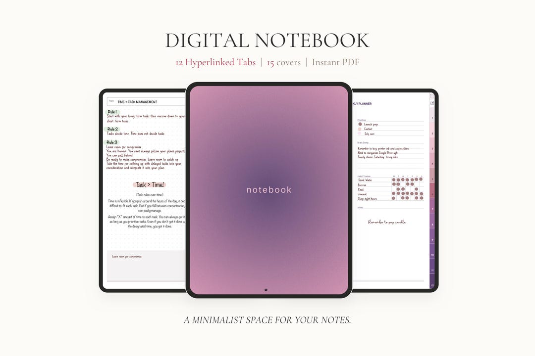 Hyperlinked Digital Notebook: Minimalist Planner for Goodnotes (PDF ...