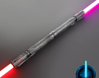 Satele Shan Dual Lightsaber - Lightsaber Replica, Star Wars Collectible, Gift for Fans & Cosplayers, Realistic Design, RGB, Xeno, Proffie