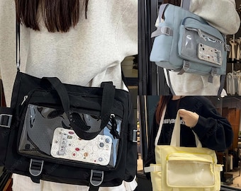 Large Ita Bag, Pin Display Crossbody, Transparent Window Bag, Anime Messenger, Versatile Shoulder Bag for Pin Collectors, Birthday Gift