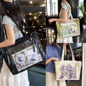 Large Ita Bag With Pin Display, Transparent Window Shoulder