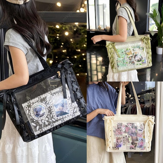 Large Ita Bag With Pin Display, Transparent Window Shoulder
