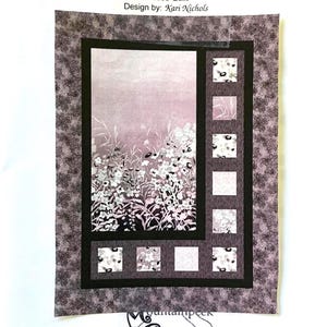 Purple floral panel Quilt Kit - Sidelights pattern - 46.5"x 62.5" quilt top