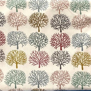 A Ghastlie Orchard 2015-Natural-Multi color (pastel trees on antique white background) - 1/2 yard