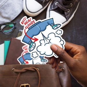 Butt Meat Clouds Sticker, Large 4in Vinyl Sticker