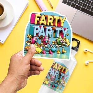 Farty Party Sticker, Large 4in Vinyl Sticker