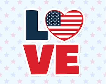 Love America Sticker, Large 4in Vinyl Sticker
