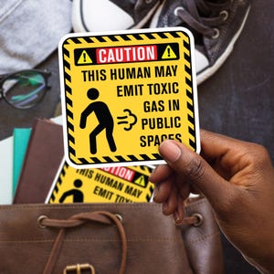 Caution Toxic Gases Sticker, Large 4in Vinyl Sticker