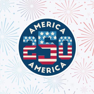 America250 Aufkleber, Large 4 in Vinyl Sticker
