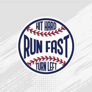 Sticker Hit Hard Run Fast Turn Left, grote vinylsticker van 4 inch