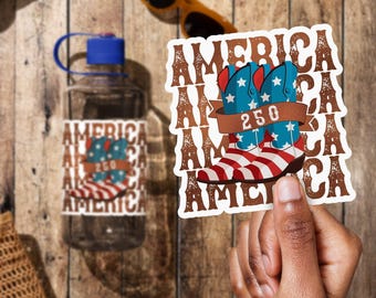 America250 Cowboy Boots Aufkleber, groß 4 in Vinyl Aufkleber